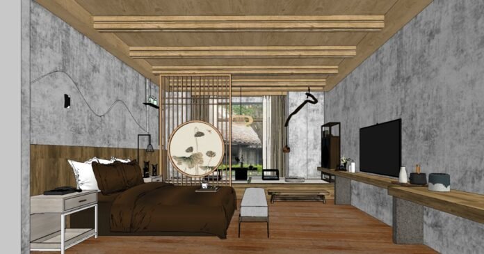 Homestay interior design vector