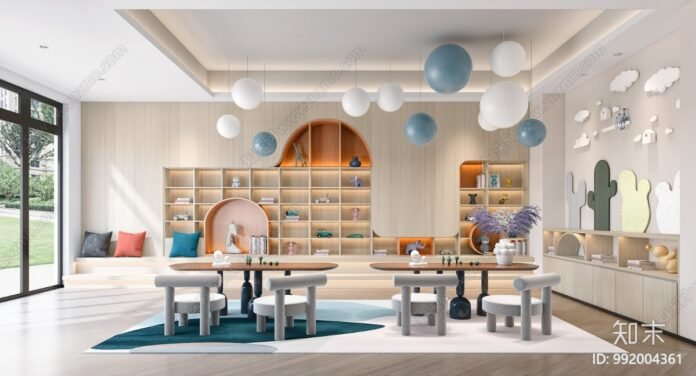 Kindergarten interior design vector