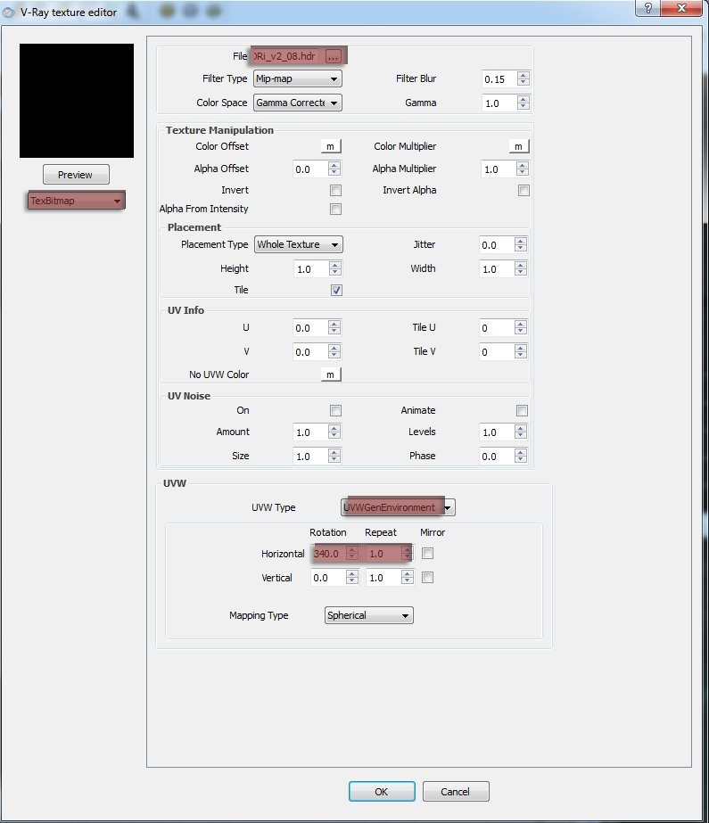 V-Ray texture editor settings
